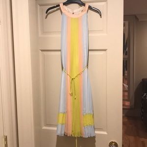 Pastel Chiffon Fine Pleated Halter Dress